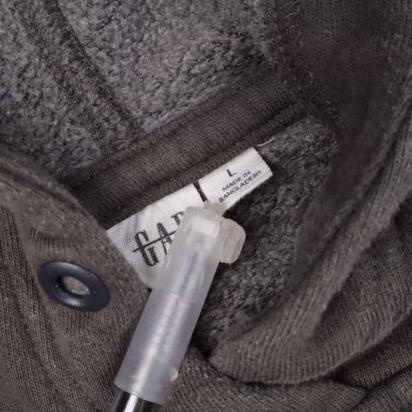 GAP Spellout Logo Pockets Large Gray Long Sleeve Pullover Hoodie - Picture 5 of 11